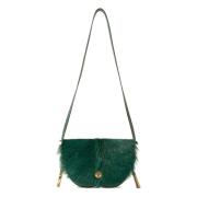 Schaak Satchel Tas Leer Italië Burberry , Green , Dames