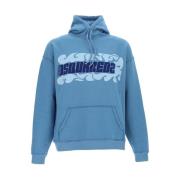 Logo-Print Trekkoord Hoodie Dsquared2 , Blue , Heren