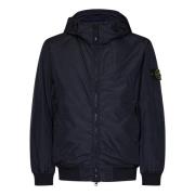 Blauwe Gewatteerde Winddichte Jas met Capuchon Stone Island , Blue , H...