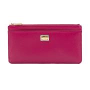 Leren kaarthouder in Dauphine-stijl Dolce & Gabbana , Pink , Dames