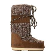 Suède en wollen winterlaarzen Moon Boot , Brown , Dames