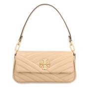 Chevron Leren Schoudertas met Kettingriem Tory Burch , Beige , Dames