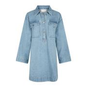 Denim Jurk Smoke Blue Oversized Neo Noir , Blue , Dames