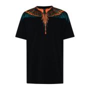 Zwarte katoenen T-shirt met oranje Ali-print Marcelo Burlon , Black , ...