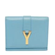 Pre-owned Leather wallets Yves Saint Laurent Vintage , Blue , Dames