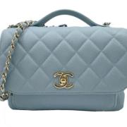 Pre-owned Leather chanel-bags Chanel Vintage , Blue , Dames