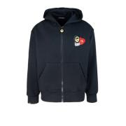 Zwarte hoodie met print voor en achter Barrow , Black , Heren