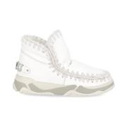 Witte Shearling Trainer Boot met Haakwerk Mou , White , Dames