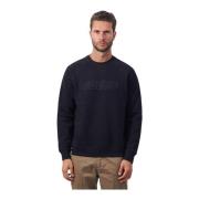 Blauwe Crewneck Sweater Logo Voorkant Guess , Blue , Heren