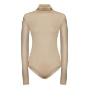 Beige Turtleneck Top met Snap Button Maison Margiela , Beige , Dames