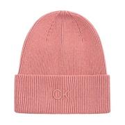 Geborduurde Fijne Rib Beanie Muts Calvin Klein , Pink , Dames