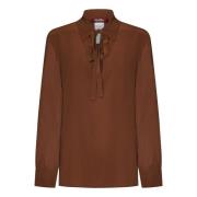 Bruine leren overhemd met zijden mouwen Max Mara , Brown , Dames