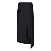 Zwarte Rok met Hoge Taille en Stofbloemen Coperni , Black , Dames