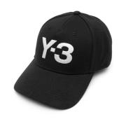 Zwarte geborduurde logo baseball pet Y-3 , Black , Dames