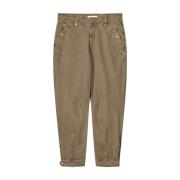 Tapered Fit Ruwe Twill Broek Summum Woman , Green , Dames