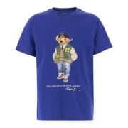 Katoen Polo Bear Print T-shirt Blauw Polo Ralph Lauren , Blue , Heren