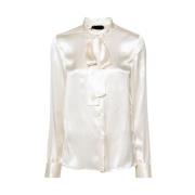 Off-White Zijden Pofmouw Overhemd Tom Ford , Beige , Dames