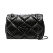 Gewatteerde schoudertas met logo-charm Emporio Armani , Black , Dames