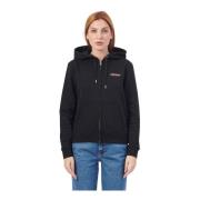 Zwarte hoodie met volledige ritszakken Guess , Black , Dames