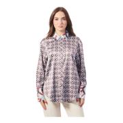 Multicolor Satijn Logo Print Overhemd Guess , Multicolor , Dames