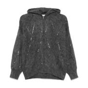 Grijze Paillet Hoodie Brunello Cucinelli , Gray , Dames