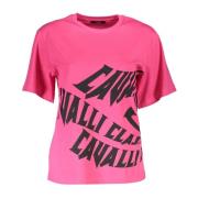 Chique Roze Katoenen T-shirt Cavalli Class , Pink , Dames