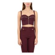 Balconette Zip Motif Bustier Top Elisabetta Franchi , Red , Dames