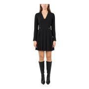 Mini jurk in crêpe met plooien Twinset , Black , Dames