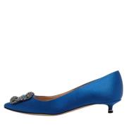 Pre-owned Satin heels Manolo Blahnik Pre-owned , Blue , Dames