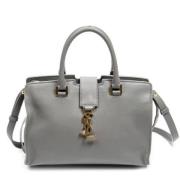 Pre-owned Leather handbags Yves Saint Laurent Vintage , Gray , Dames