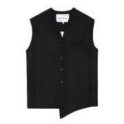 Asymmetrische Zwarte Wollen Blouson Jas Margaux Lonnberg , Black , Dam...