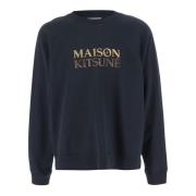 Geborduurd Logo Katoenen Sweatshirt Navy Maison Kitsuné , Blue , Heren