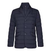 Blauwe Gewatteerde Jas Aw24 Herno , Blue , Heren