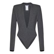 Grijze V-hals Top voor Vrouwen Amazuin , Gray , Dames