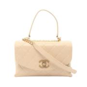 Pre-owned Leather chanel-bags Chanel Vintage , Beige , Dames