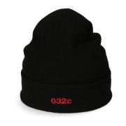 Logo Cashmere Blend Beanie 032c , Black , Heren