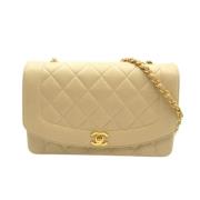 Pre-owned Leather chanel-bags Chanel Vintage , Beige , Dames