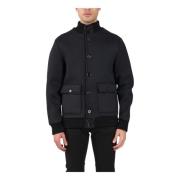 Geribbelde kraag bomberjack met knopen Dondup , Black , Heren