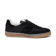 Zwarte Kalfsleren Sportieve Sneakers D.a.t.e. , Black , Heren