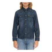 Denim Blouse met Popper Knoopsluiting Liu Jo , Blue , Dames