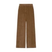 Retro Chic Velvet Wide-Leg Broek Max Mara Weekend , Brown , Dames