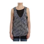 Zijden Tanktop Blauw Mouwloos Logo Costume National , Blue , Dames