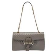 Pre-owned Leather shoulder-bags Gucci Vintage , Gray , Dames