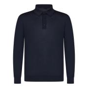 Blauw poloshirt met lange mouwen Kiton , Blue , Heren