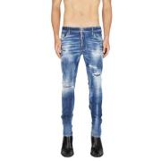 Slim Fit Stretch Katoenen Jeans Dsquared2 , Blue , Heren