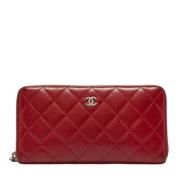 Pre-owned Leather wallets Chanel Vintage , Red , Dames