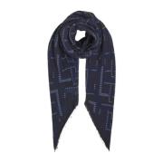 Monogram Square Sjaal Damesmode Tommy Hilfiger , Blue , Dames