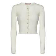 Ivoor Gebreide Kleding Trui Elegante Juweelknopen Max Mara , Beige , D...