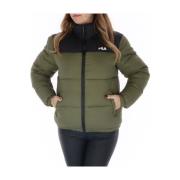 Groene Bedrukte Jas met Ritssluiting Fila , Green , Dames