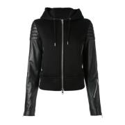 Zwarte Hoodie met Lamsvacht Inzetstukken Givenchy , Black , Dames